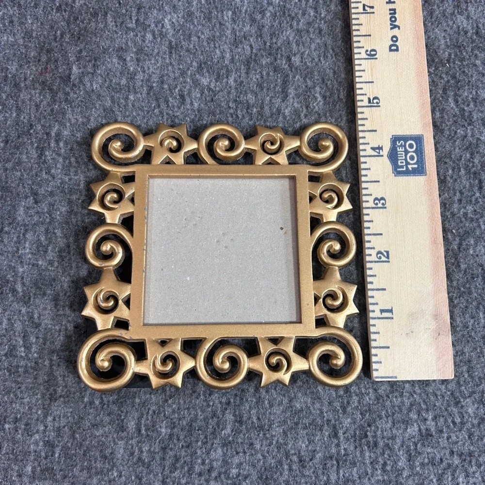 Vintage Elsa L Inc Gold Star Scroll Picture Frame 1996 Celestial 4.75in Square